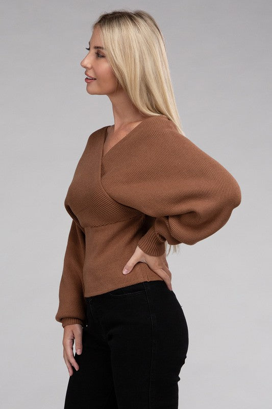 Cross Wrap Pullover Sweater