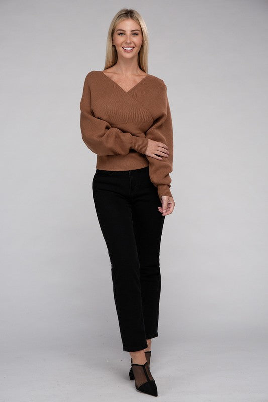 Cross Wrap Pullover Sweater